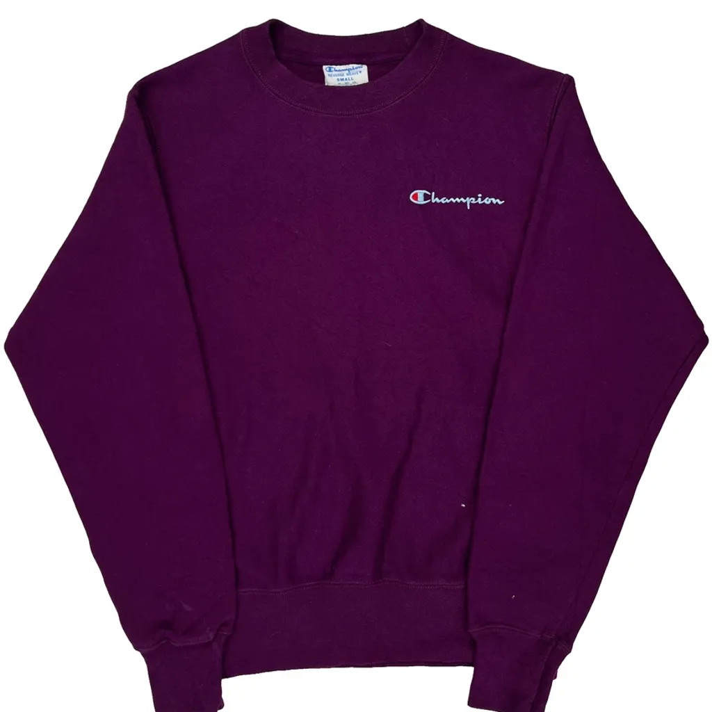 Reverse Weave Champion Sweatshirt - Small Purple Cotton Blend - Image 4