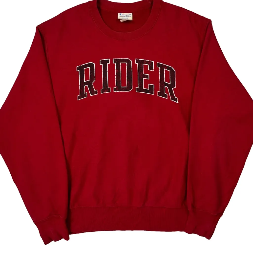 Reverse Weave Champion College Sweatshirt - Large Red Cotton - Image 4