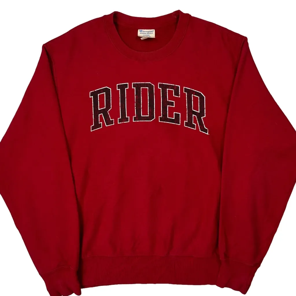 Reverse Weave Champion College Sweatshirt - Large Red Cotton - Image 5