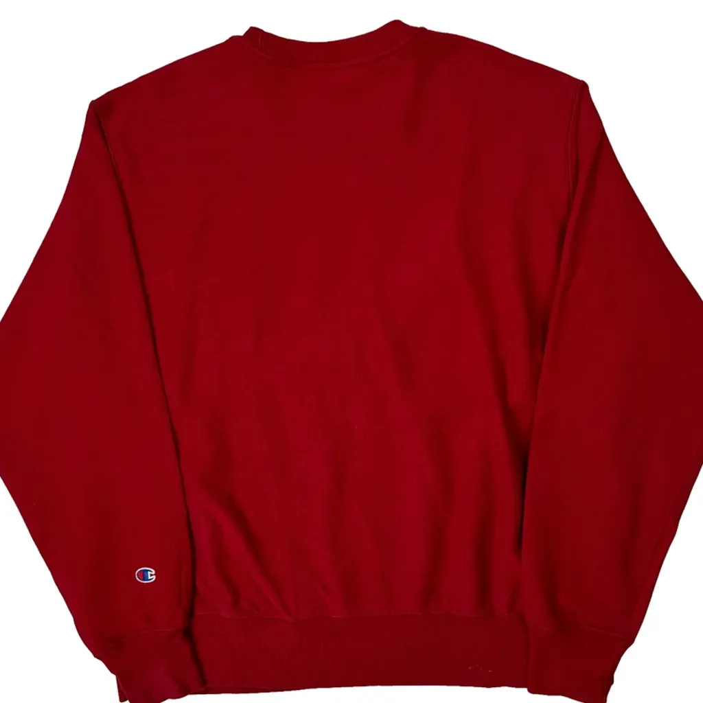 Reverse Weave Champion College Sweatshirt - Large Red Cotton - Image 6