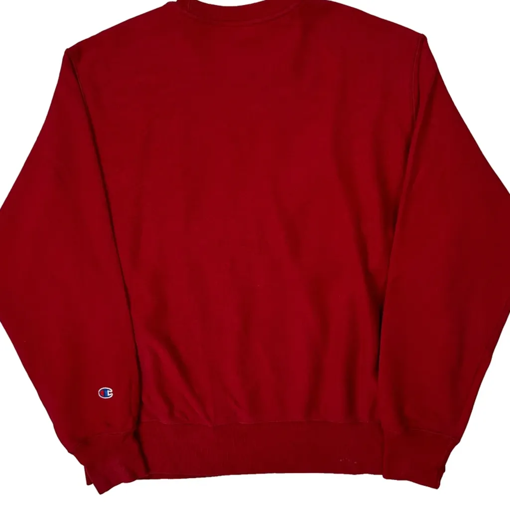 Reverse Weave Champion College Sweatshirt - Large Red Cotton - Image 7