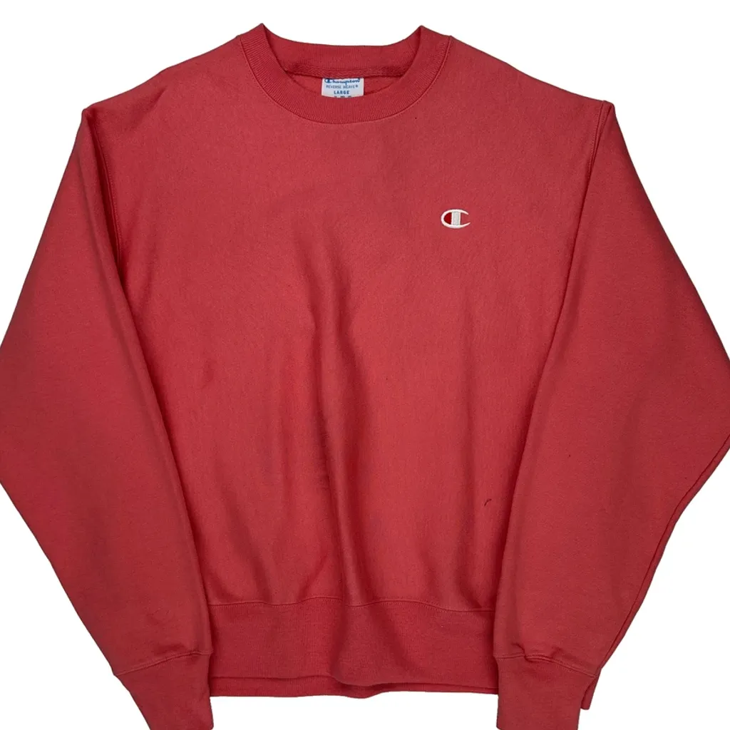Reverse Weave Champion Sweatshirt - Large Red Cotton - Image 4
