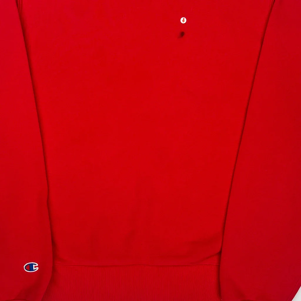 Reverse Weave Champion Spellout Sweatshirt - Small Red Cotton Blend - Image 3