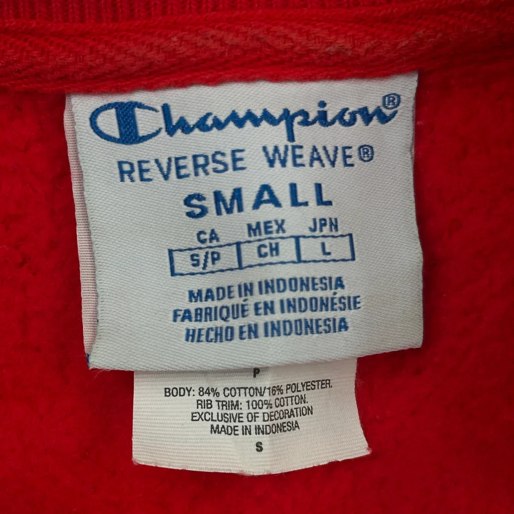 Reverse Weave Champion Spellout Sweatshirt - Small Red Cotton Blend - Image 4