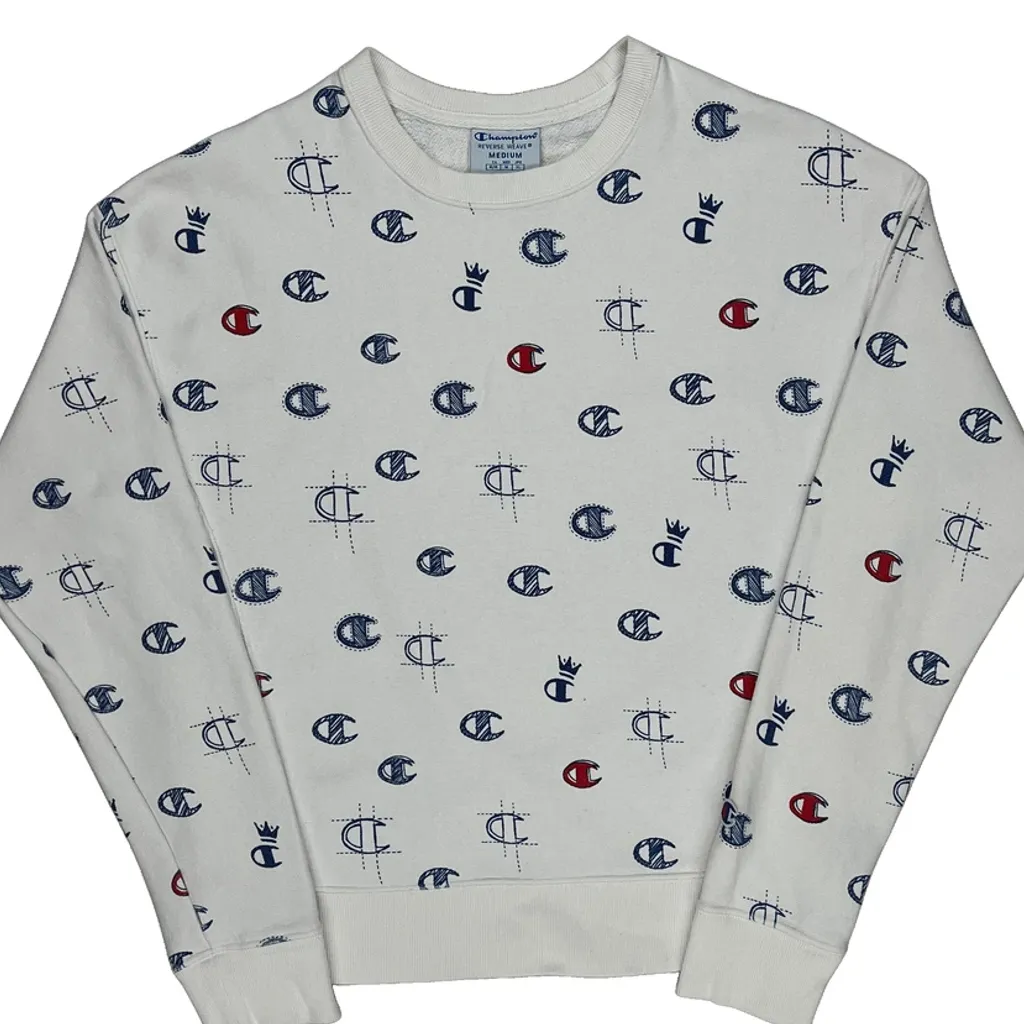 Reverse Weave Champion Sweatshirt - Medium White Cotton Blend - Image 4