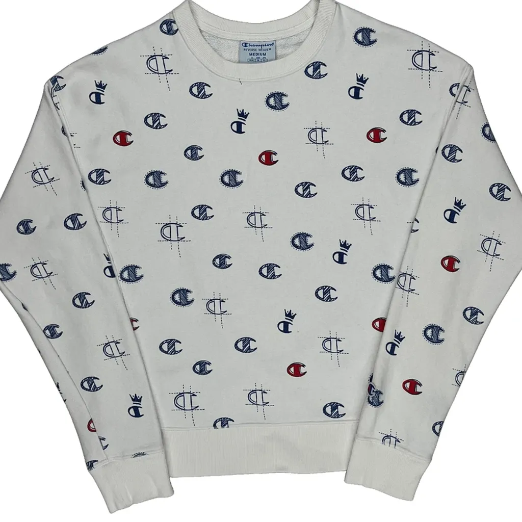 Reverse Weave Champion Sweatshirt - Medium White Cotton Blend - Image 5