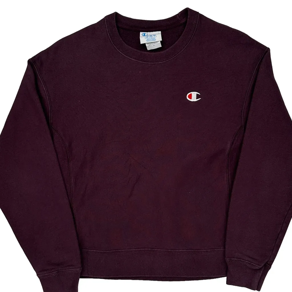 Reverse Weave Champion Sweatshirt - Small Burgundy Cotton - Image 4