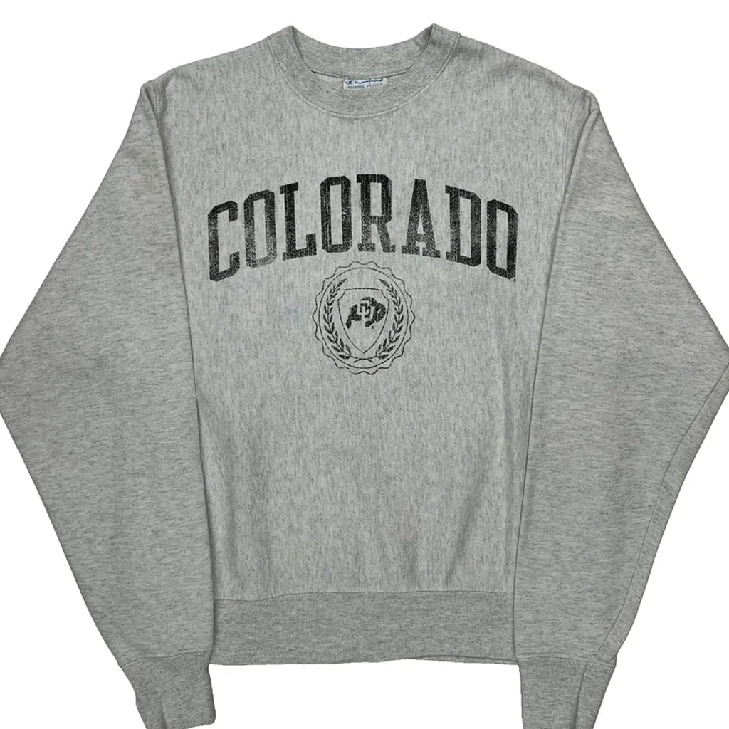 Reverse Weave Champion College Sweatshirt - Small Grey Cotton - Image 5