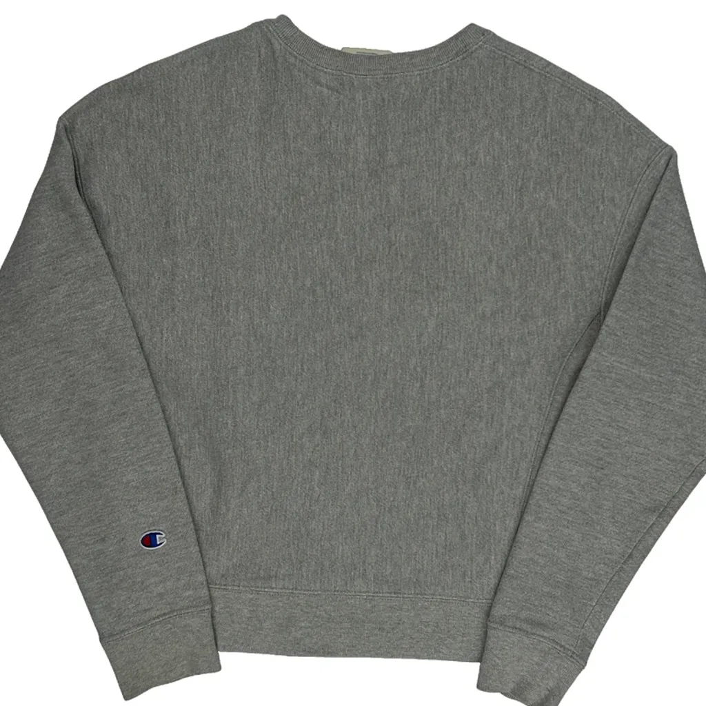 Reverse Weave Champion Spellout Sweatshirt - Small Grey Cotton Blend - Image 6