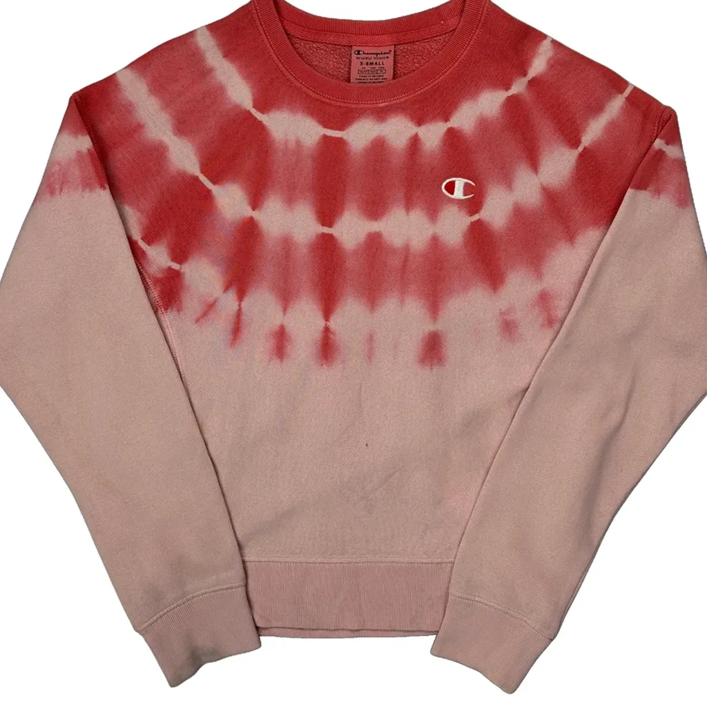 Reverse Weave Champion Tie-Dye Sweatshirt - XS Red Cotton - Image 4