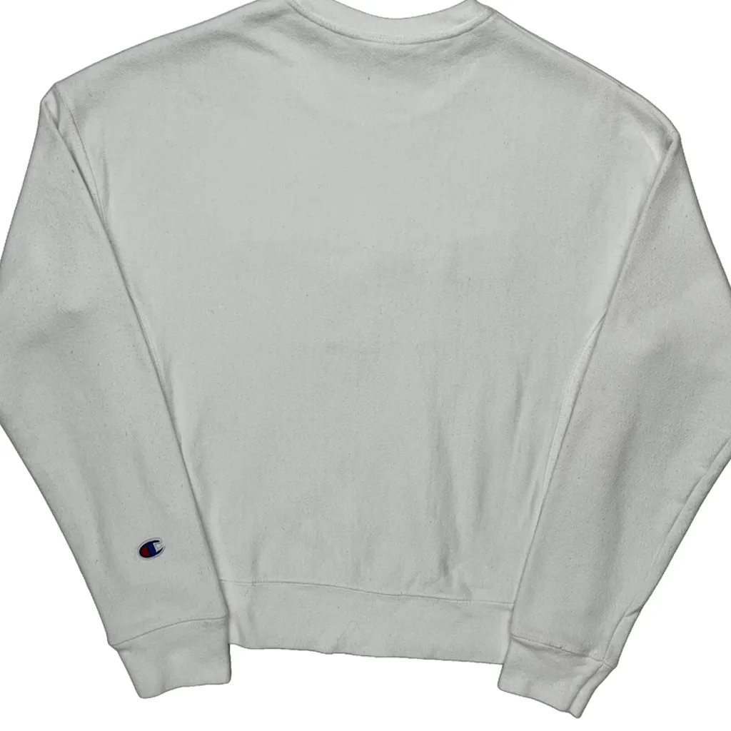 Reverse Weave Champion Spellout Sweatshirt - Small White Cotton - Image 7