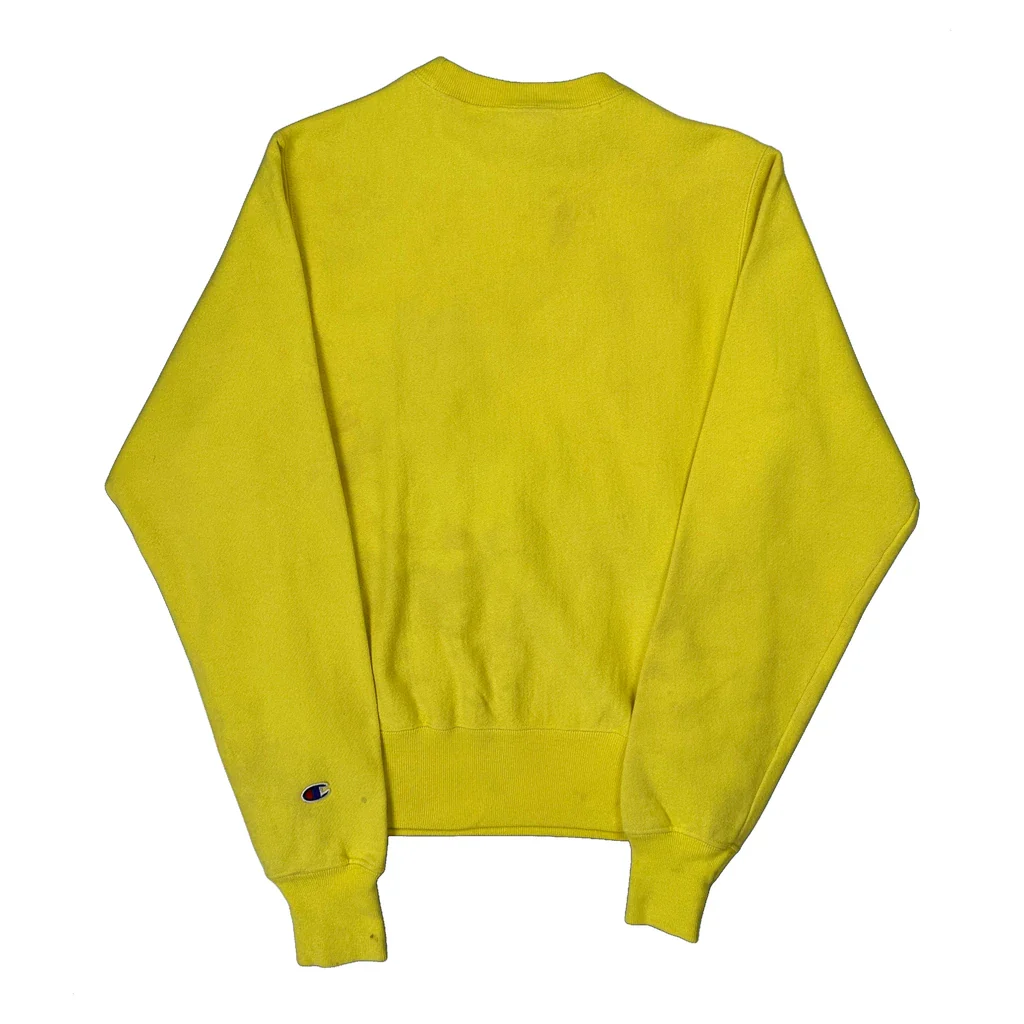 Reverse Weave Champion Spellout Sweatshirt - XS Yellow Cotton - Image 2