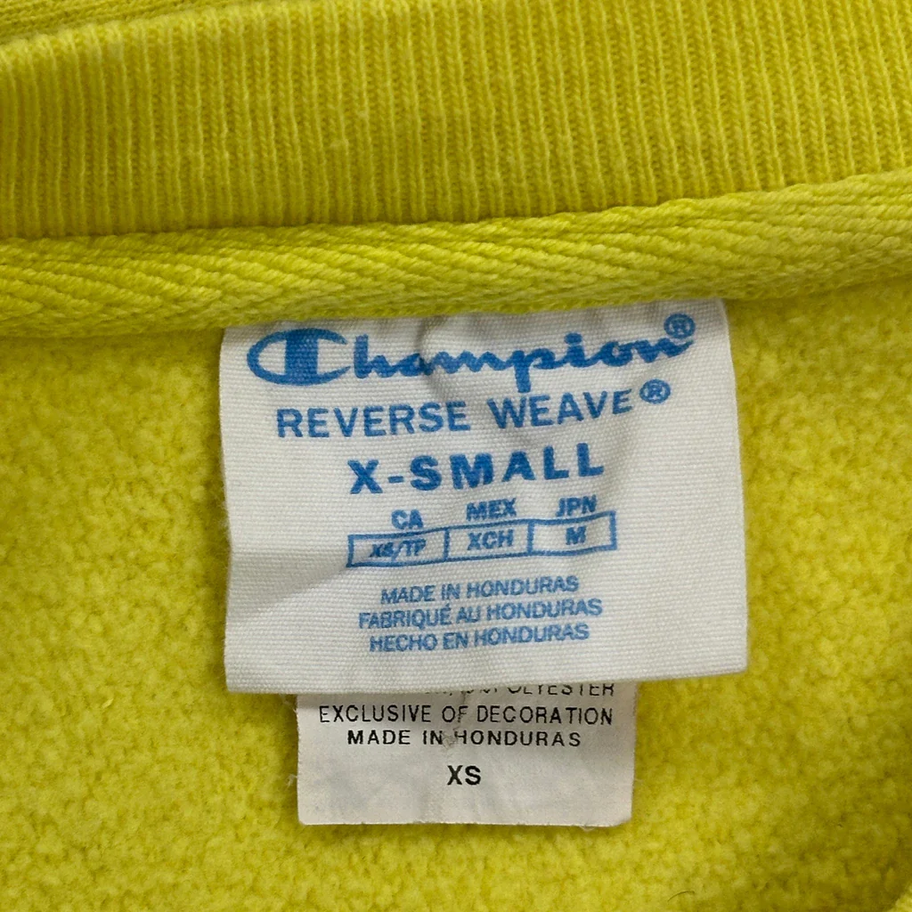 Reverse Weave Champion Spellout Sweatshirt - XS Yellow Cotton - Image 3