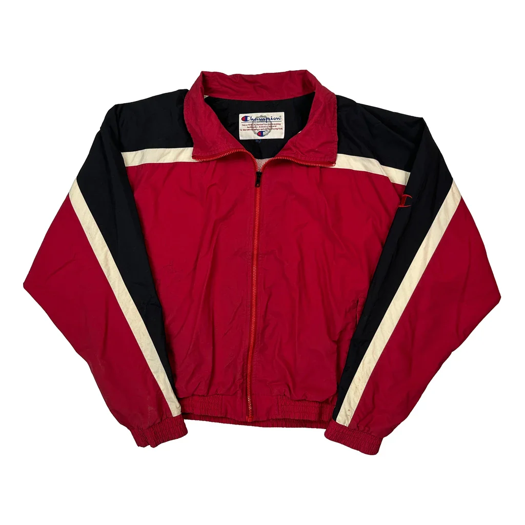 Reverse Weave Champion Track Jacket - XL Red Polyester