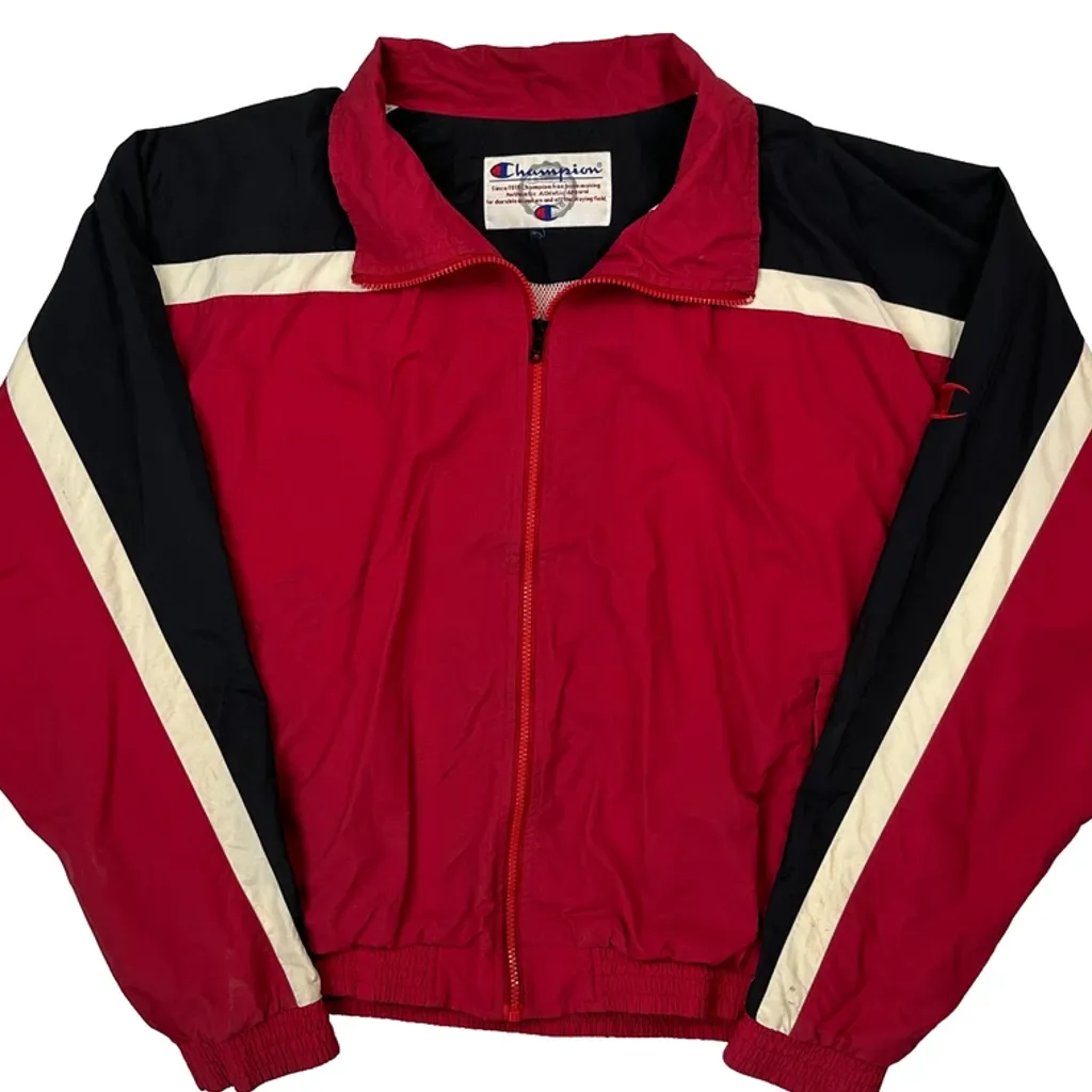 Reverse Weave Champion Track Jacket - XL Red Polyester - Image 5