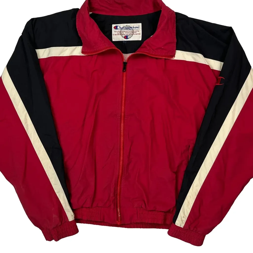 Reverse Weave Champion Track Jacket - XL Red Polyester - Image 6