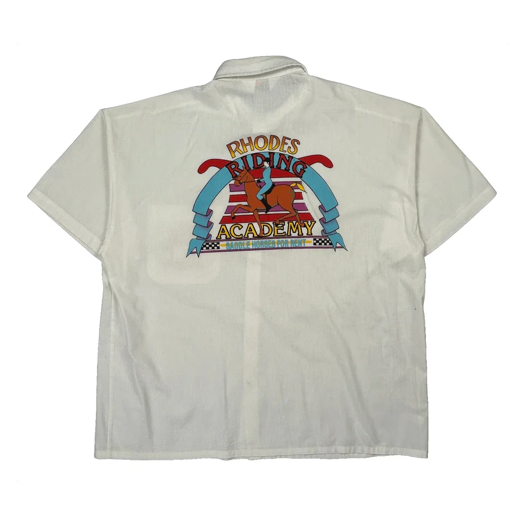 Rhodes Riding Academy Islander Graphic Short Sleeve Shirt - Large White Cotton - Image 2
