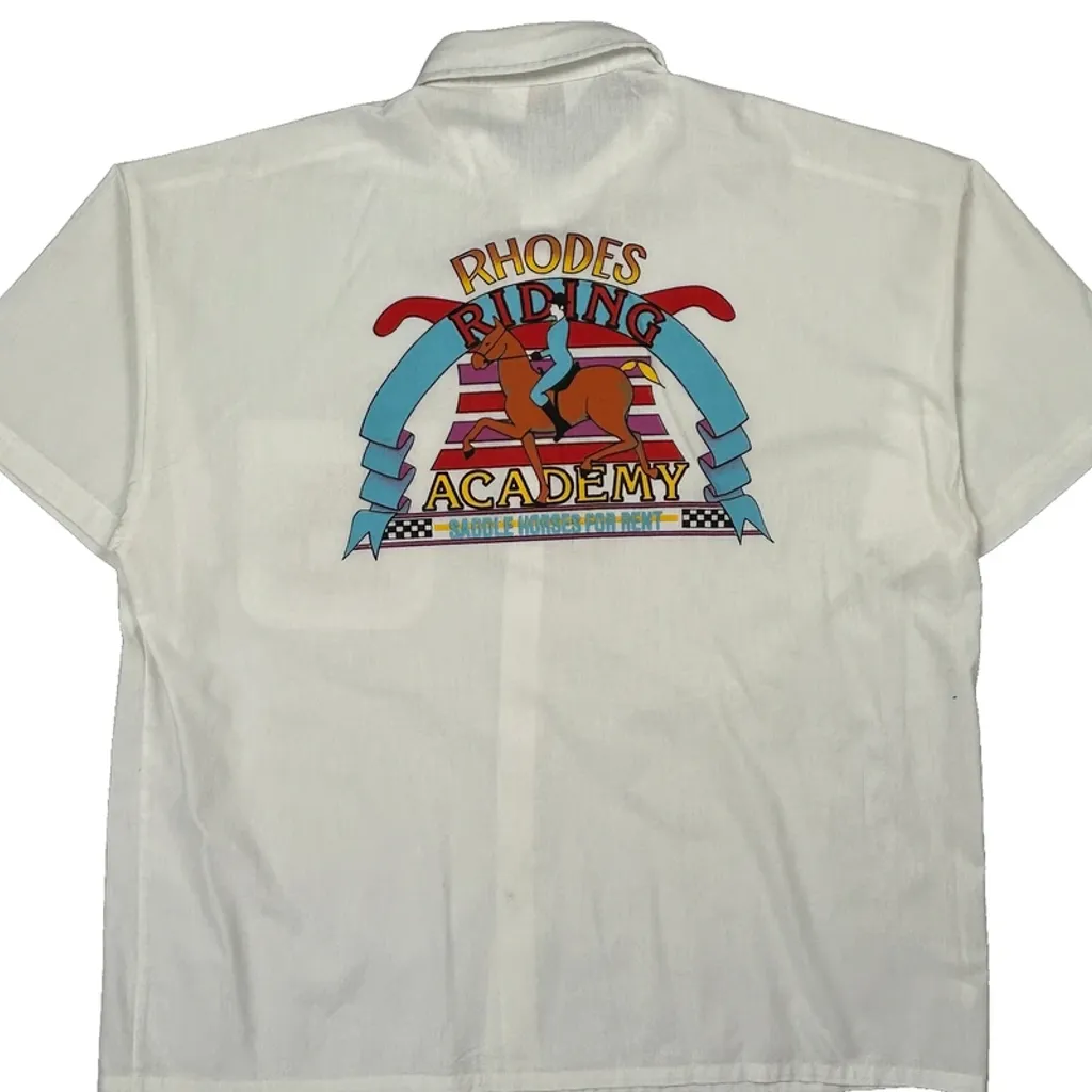 Rhodes Riding Academy Islander Graphic Short Sleeve Shirt - Large White Cotton - Image 7