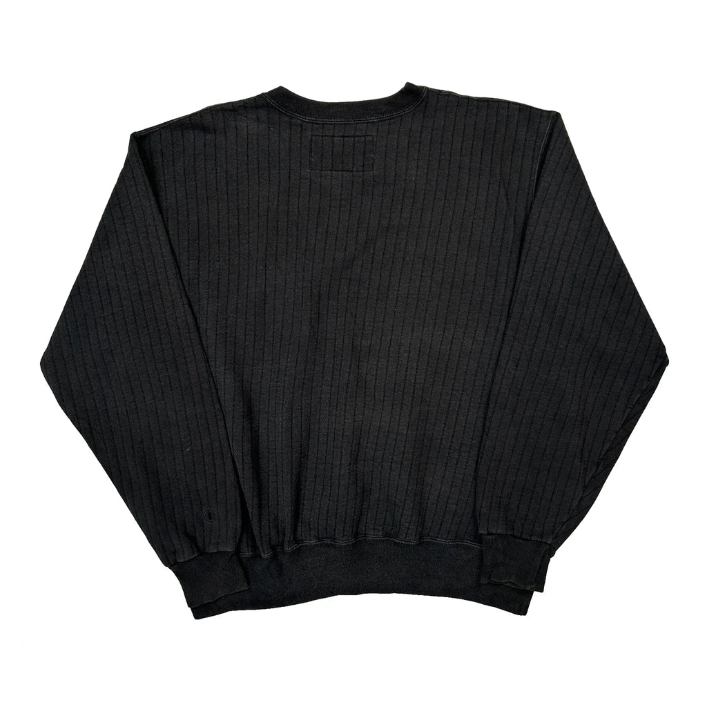 Ribbed Fleece Champion Sweatshirt - XL Black Cotton - Image 2