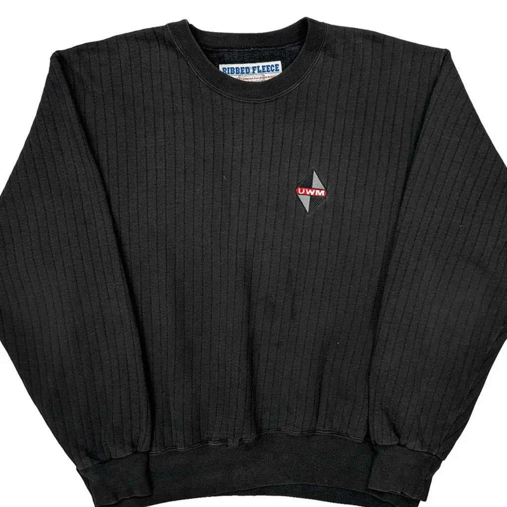 Ribbed Fleece Champion Sweatshirt - XL Black Cotton - Image 4