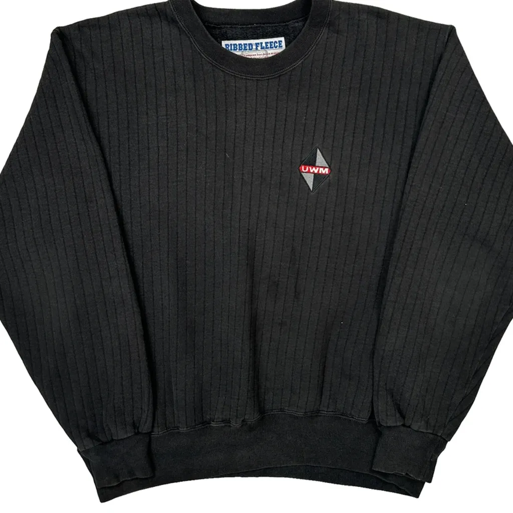 Ribbed Fleece Champion Sweatshirt - XL Black Cotton - Image 5