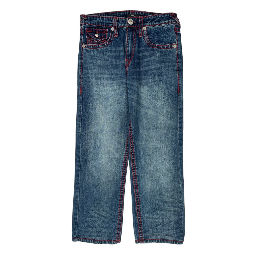 Ricky Relaxed Straight True Religion Contrast Stitch Jeans - 34W 29L Blue Denim - Image 2