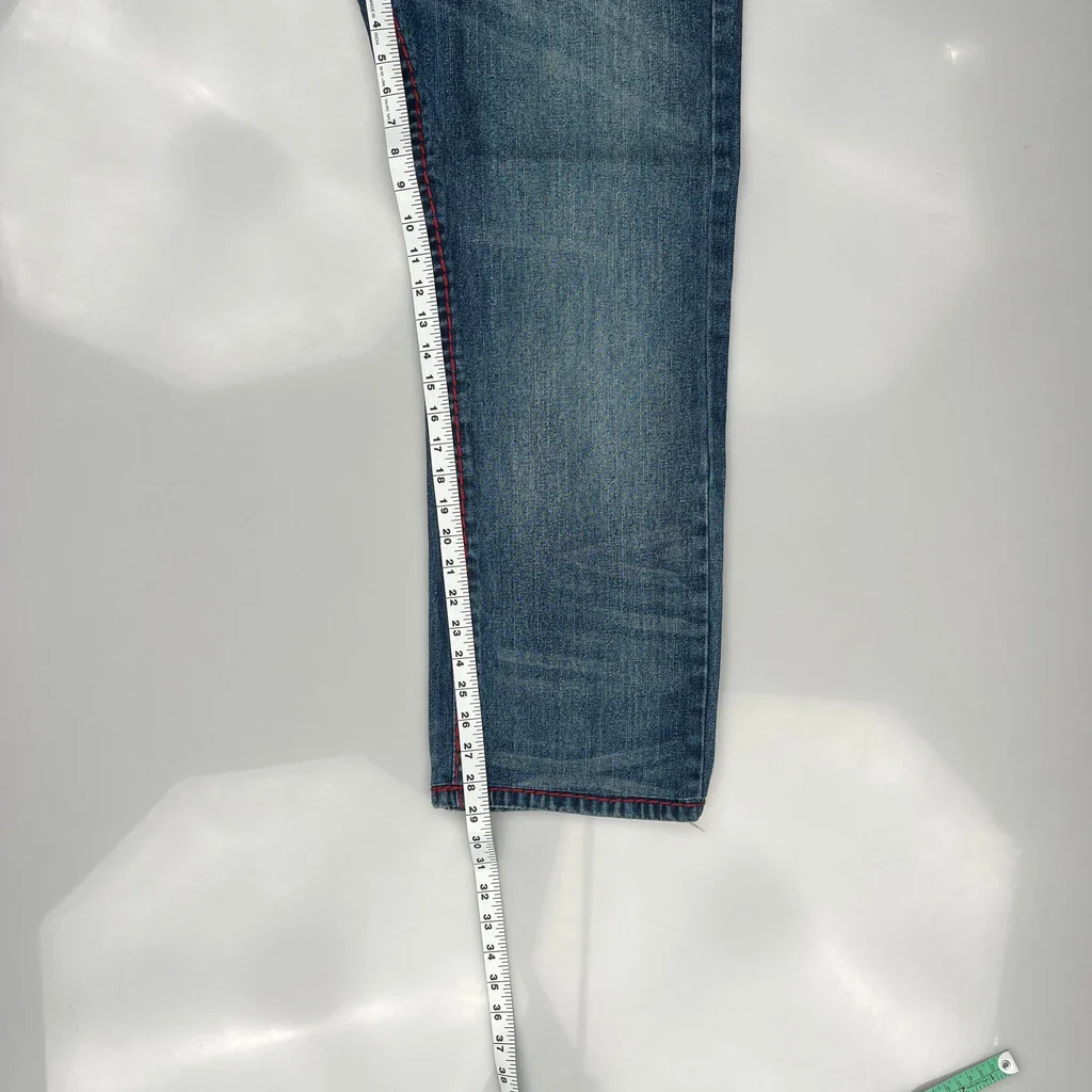Ricky Relaxed Straight True Religion Contrast Stitch Jeans - 34W 29L Blue Denim - Image 5