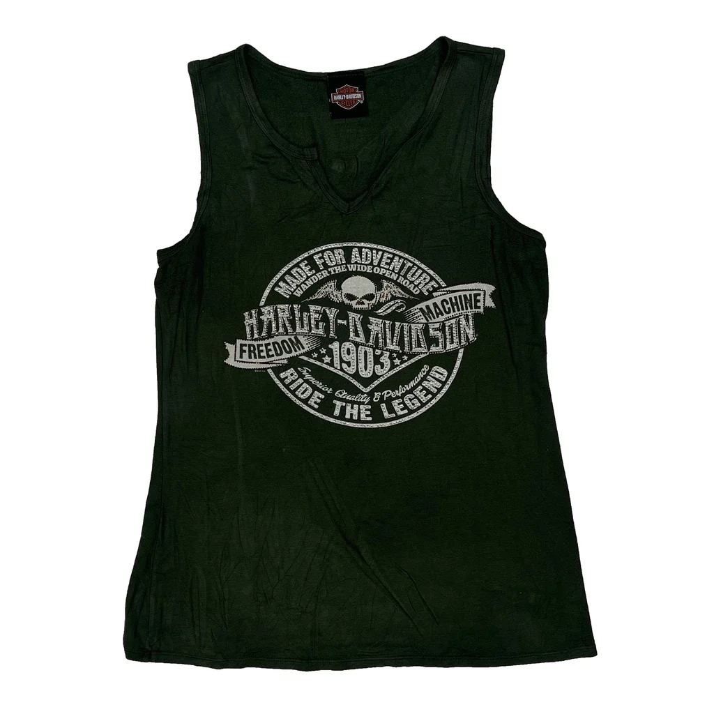 Ride The Legend Harley Davidson Vest - Small Green Cotton