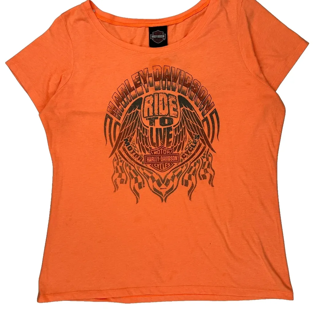 Ride To Live Harley Davidson Graphic T-Shirt - 2XL Orange Cotton Blend - Image 4