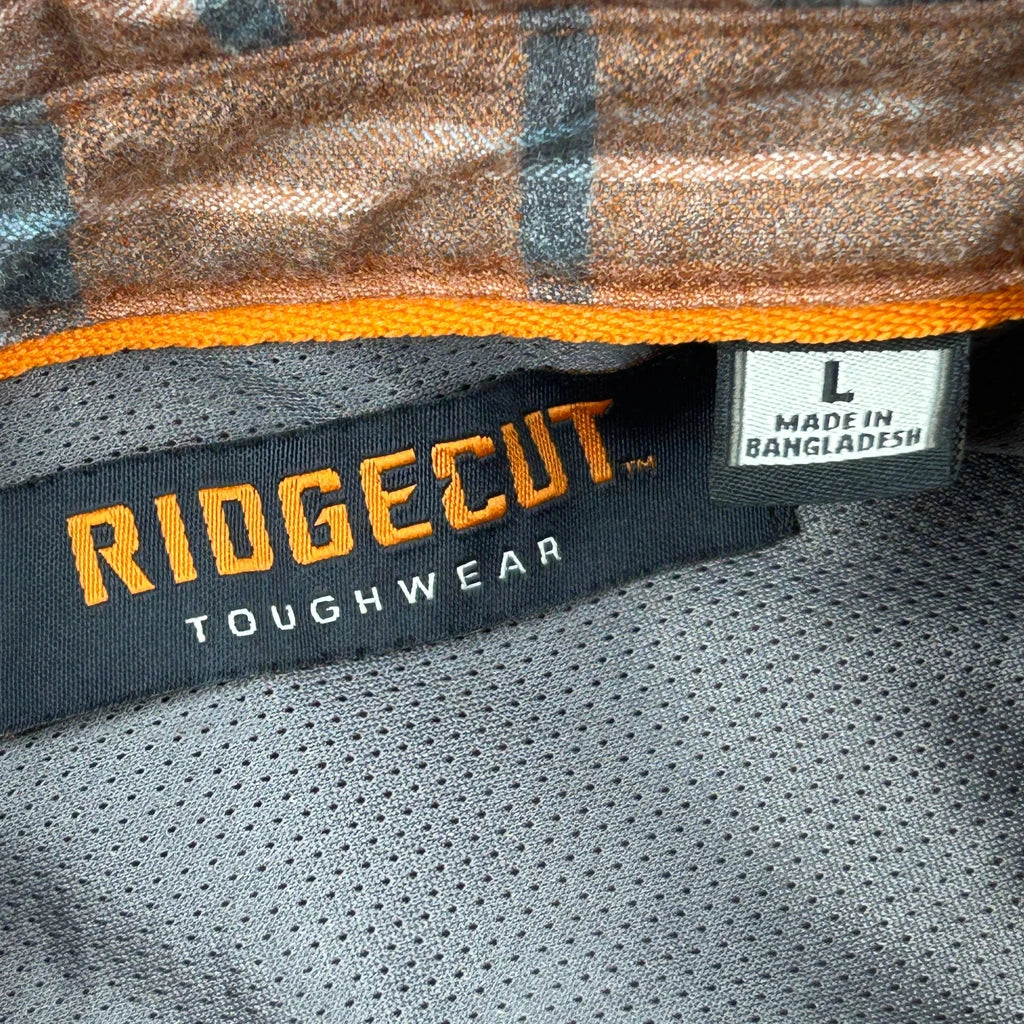 Ridgecut Checked Flannel Shirt - Large Brown Cotton - Image 3