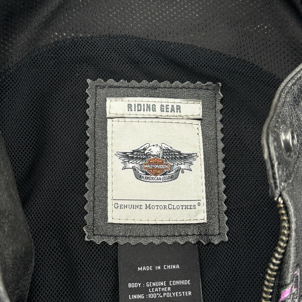 Riding Gear Harley Davidson Graphic Leather Jacket - Large Black Leather - Image 3