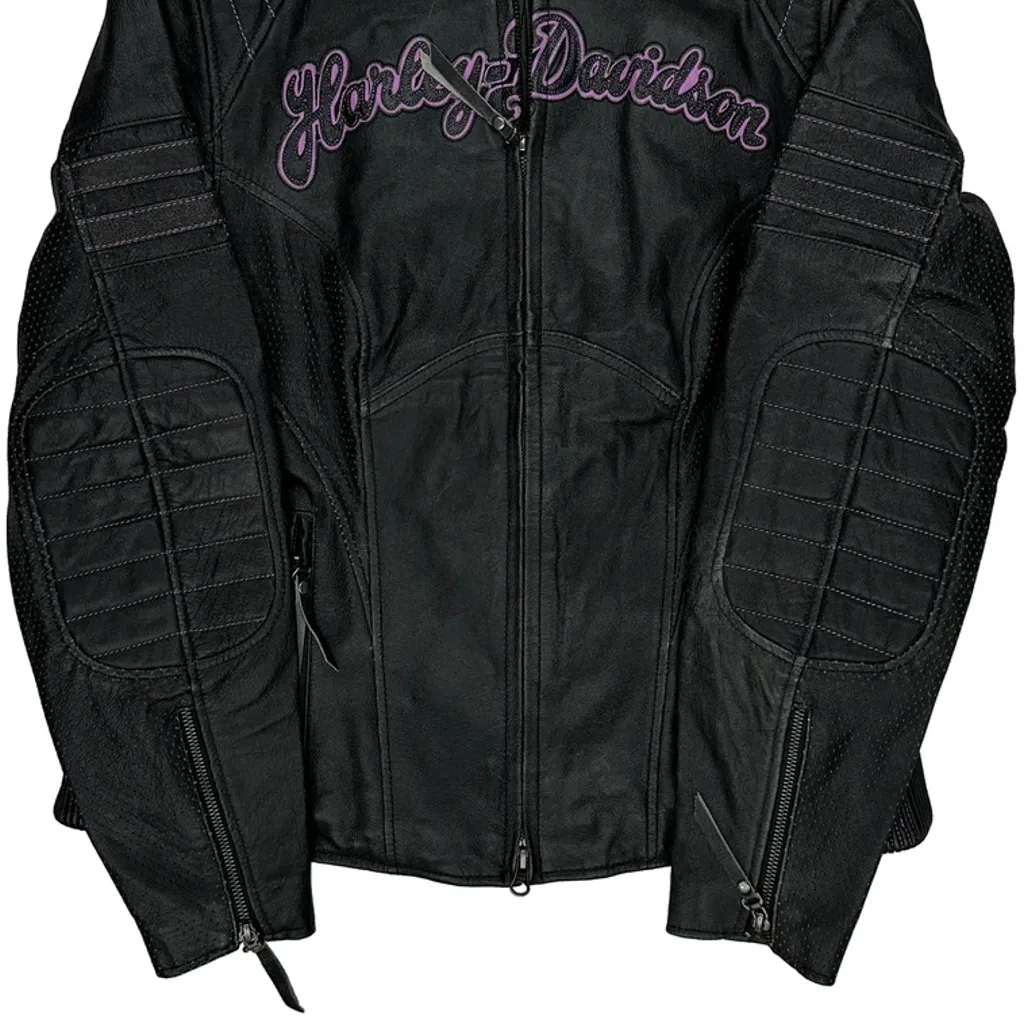Riding Gear Harley Davidson Graphic Leather Jacket - Large Black Leather - Image 4