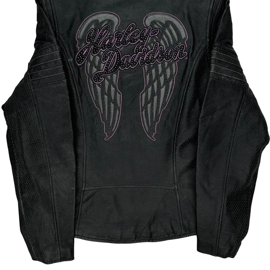 Riding Gear Harley Davidson Graphic Leather Jacket - Large Black Leather - Image 7