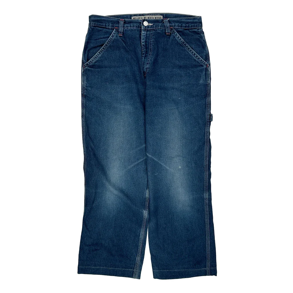 Rifle Carpenter Jeans - 30W 25L Blue Denim - Image 2