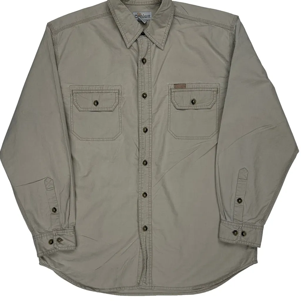 Rip Stop Carhartt Work Shirt - Large Beige Cotton - Image 5