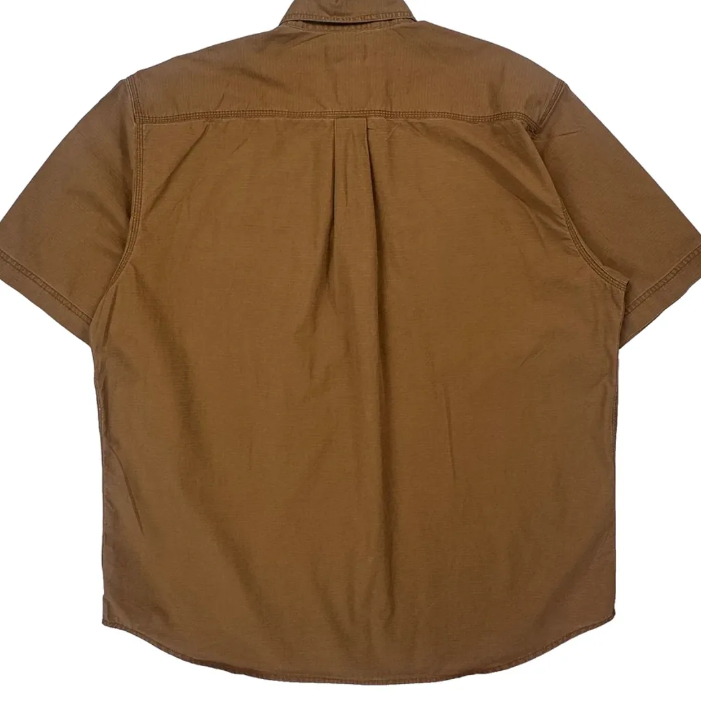 Ripstop Carhartt Utility Work Short Sleeve Shirt - XL Brown Cotton - Image 6