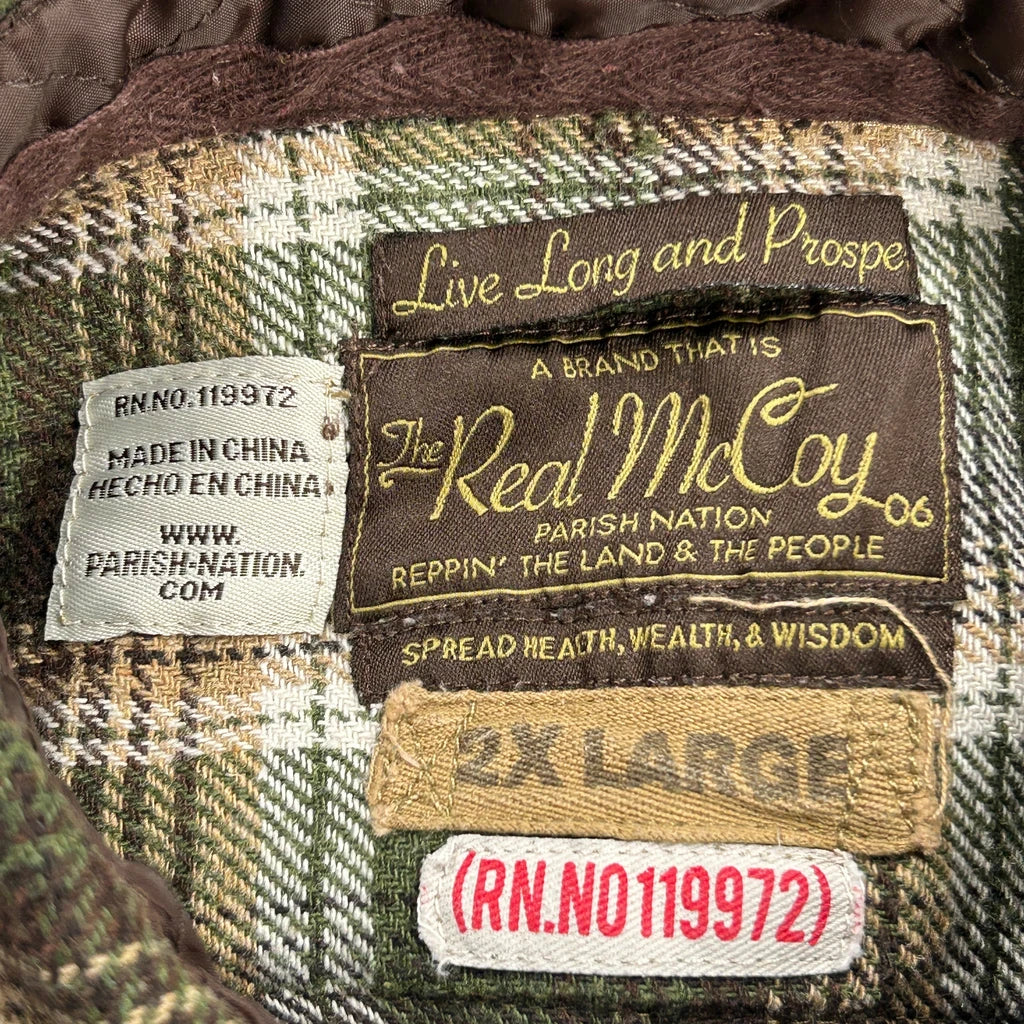 Rise & Shine The Real Mccoy Checked Flannel Shirt - 2XL Green Cotton - Image 3