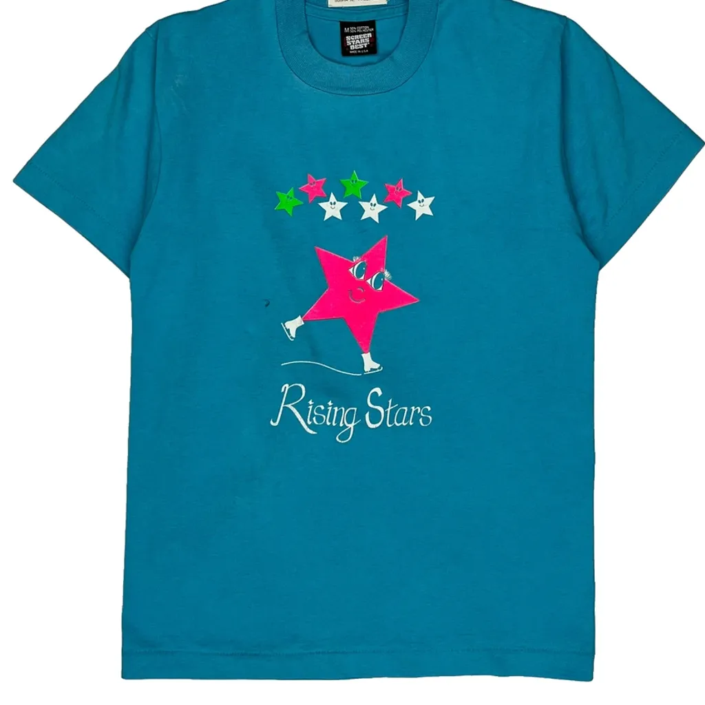 Rising Stars Screen Stars Single Stitch T-Shirt - Medium Blue Cotton Blend - Image 5