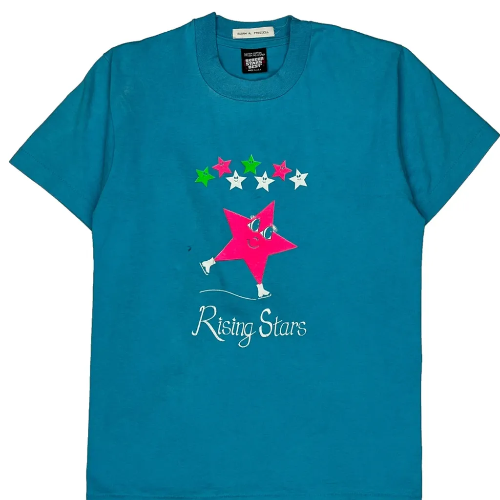 Rising Stars Screen Stars Single Stitch T-Shirt - Medium Blue Cotton Blend - Image 6