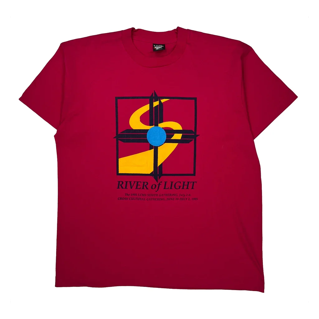 River Of Light Screen Stars Single Stitch T-Shirt - XL Red Cotton Blend