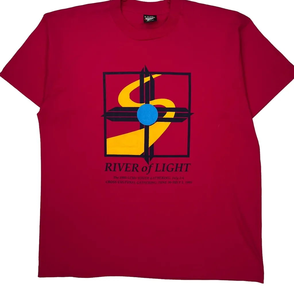 River Of Light Screen Stars Single Stitch T-Shirt - XL Red Cotton Blend - Image 5