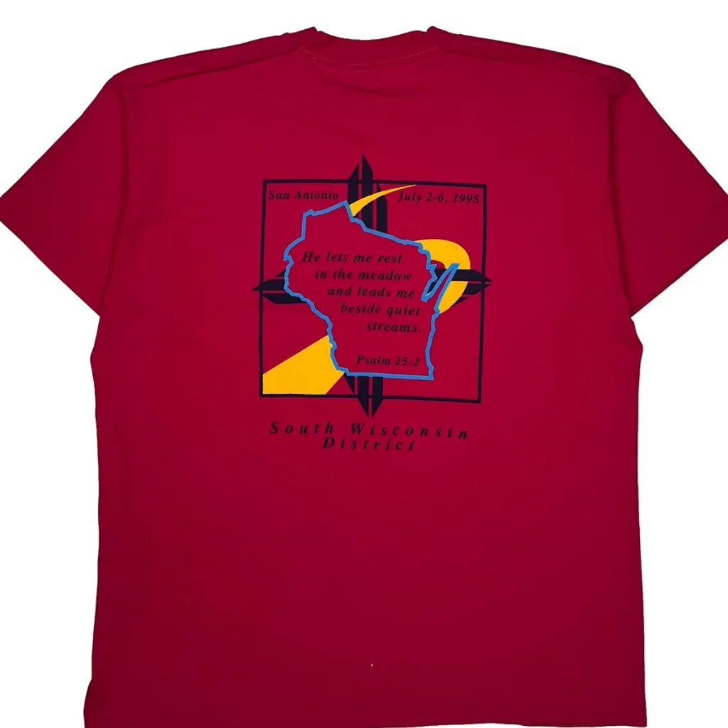 River Of Light Screen Stars Single Stitch T-Shirt - XL Red Cotton Blend - Image 6