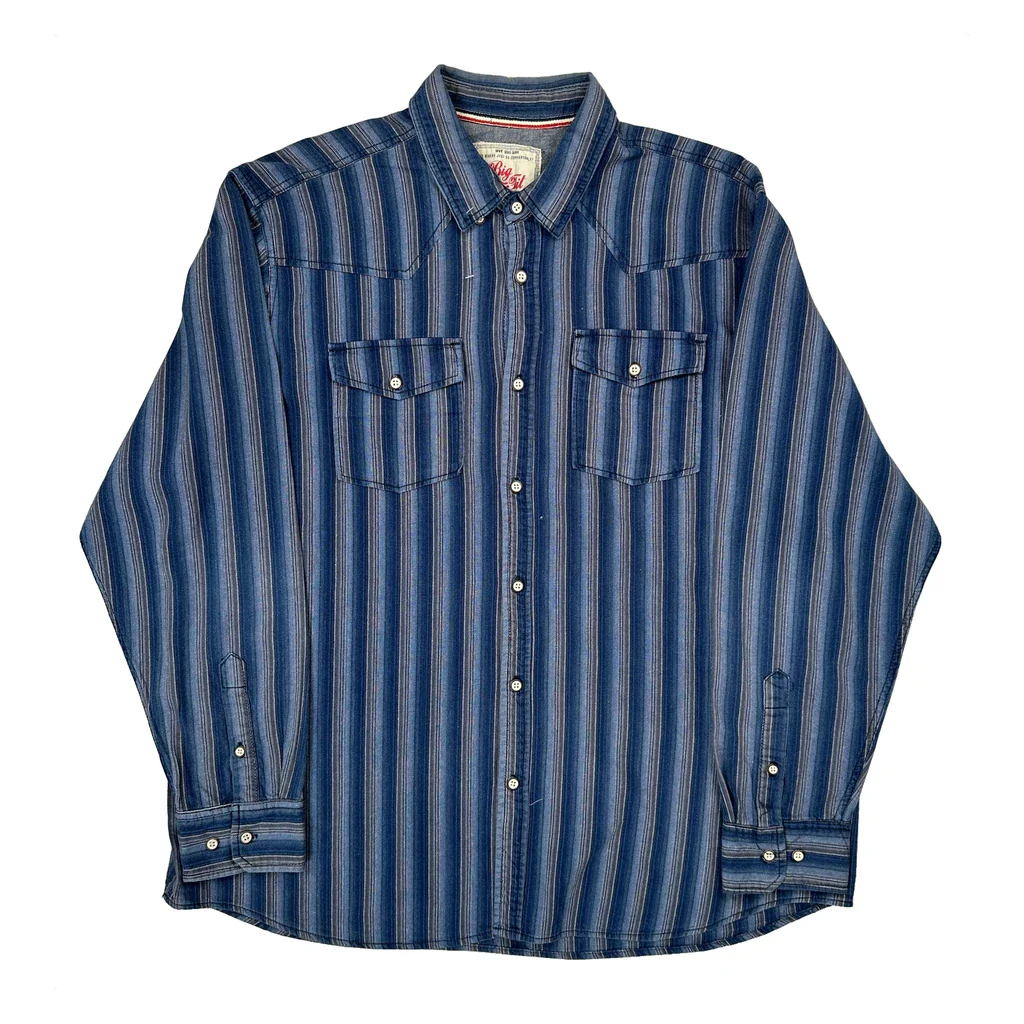 Rivers Striped Shirt - Large Blue Cotton