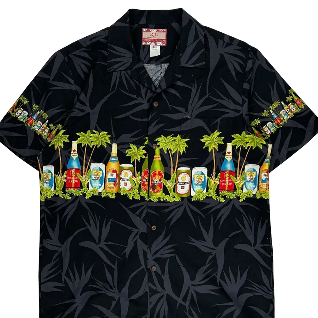 Rjc Graphic Hawaiian Shirt - Large Black Cotton - Image 4