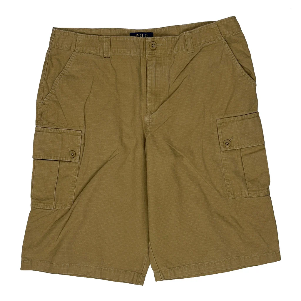 Rl-1967 Embroidery Polo By Ralph Lauren Cargo Shorts - 32W 10L Khaki Cotton - Image 2