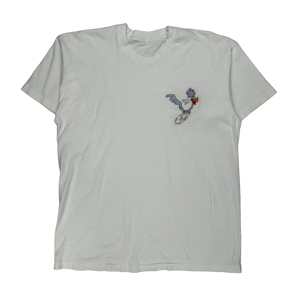 Road Runner Looney Tunes Cartoon T-Shirt - Large White Cotton