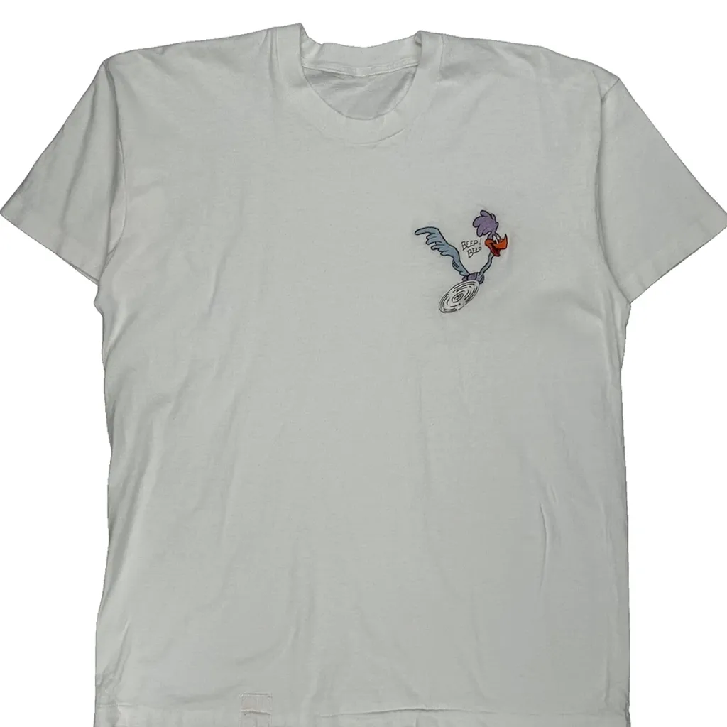 Road Runner Looney Tunes Cartoon T-Shirt - Large White Cotton - Image 4