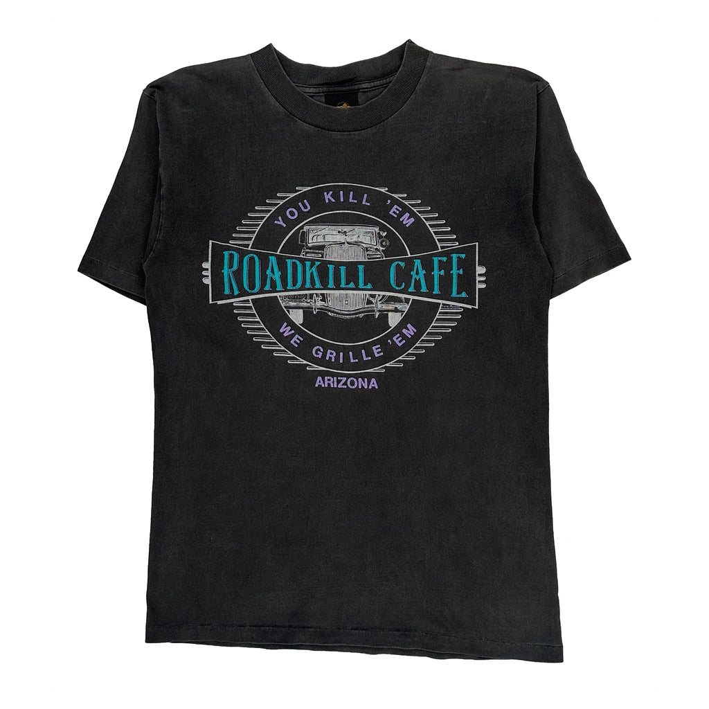 Roadkill Cafe Unbranded Graphic T-Shirt - Medium Black Cotton