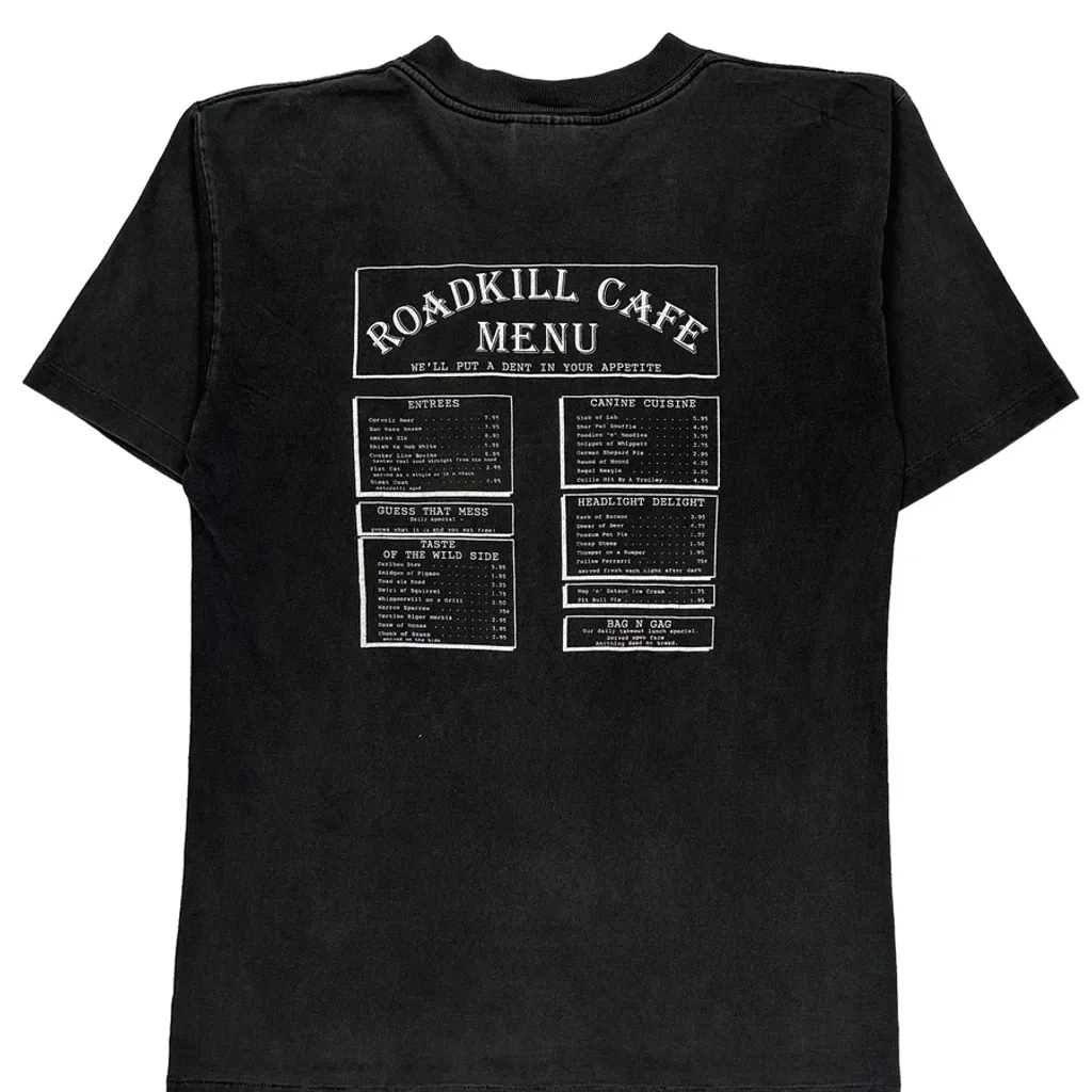 Roadkill Cafe Unbranded Graphic T-Shirt - Medium Black Cotton - Image 6