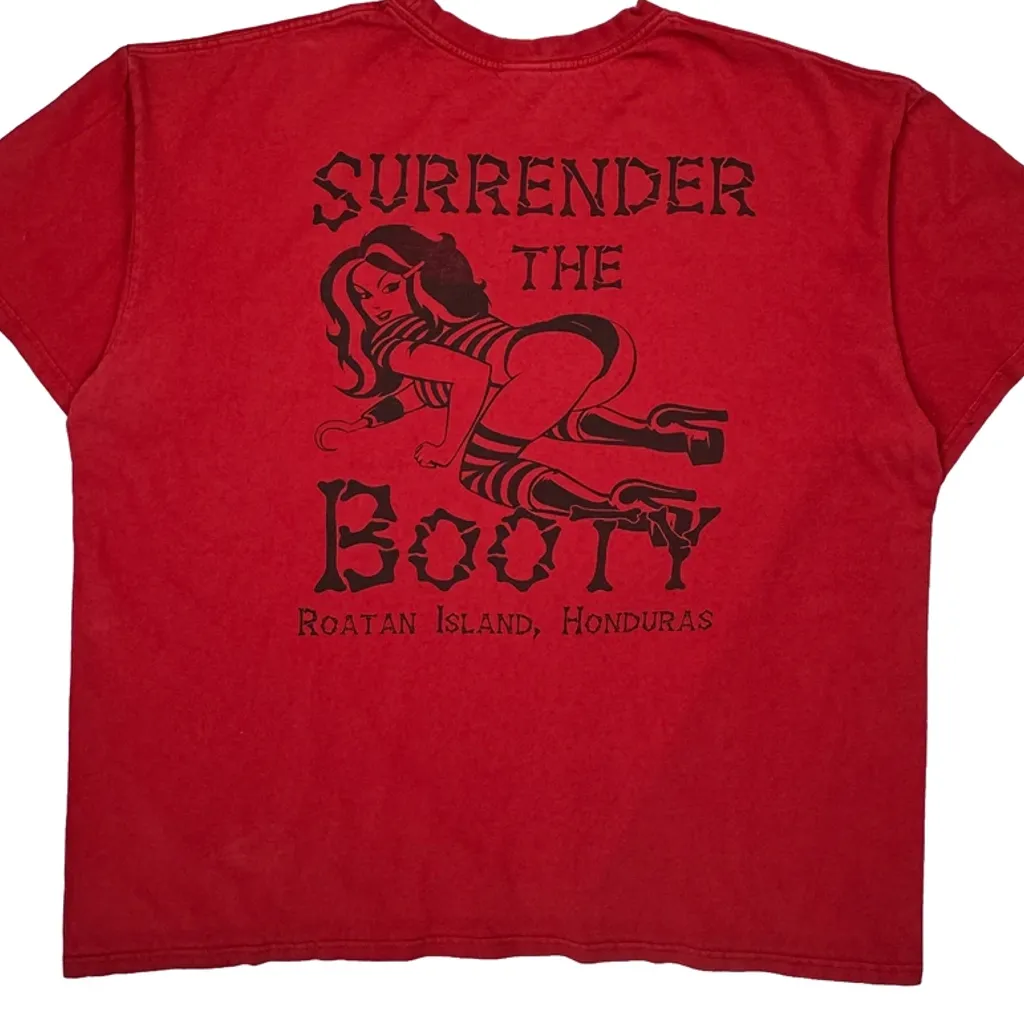 Roatan Island Jordan Graphic T-Shirt - XL Red Cotton - Image 7
